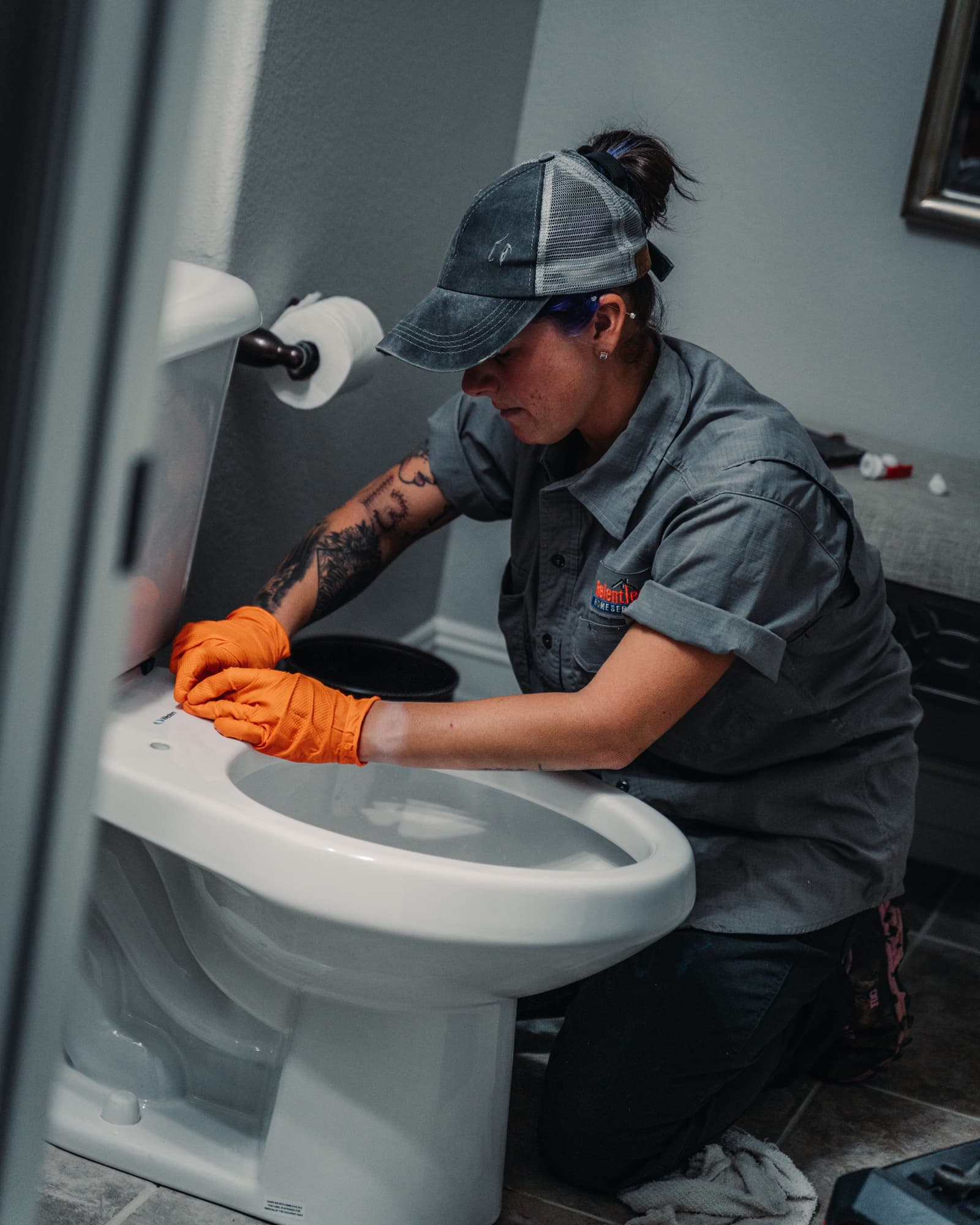 Relentless Home Services technician servicing a home