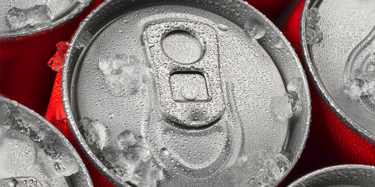 canned soda close up